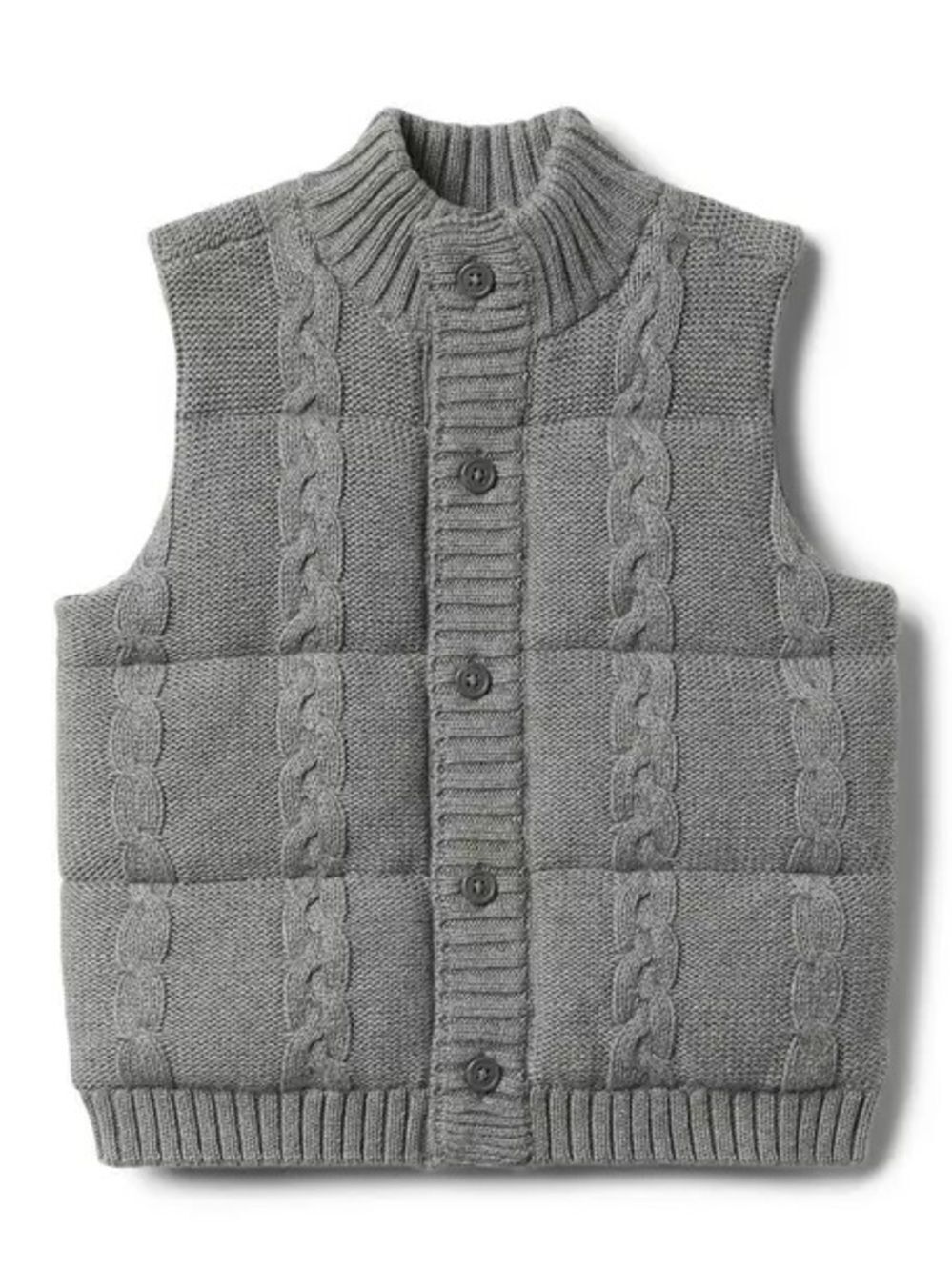 Janie and Jack Toddler Cable Knit Puffer Vest in Gray - Size 2T